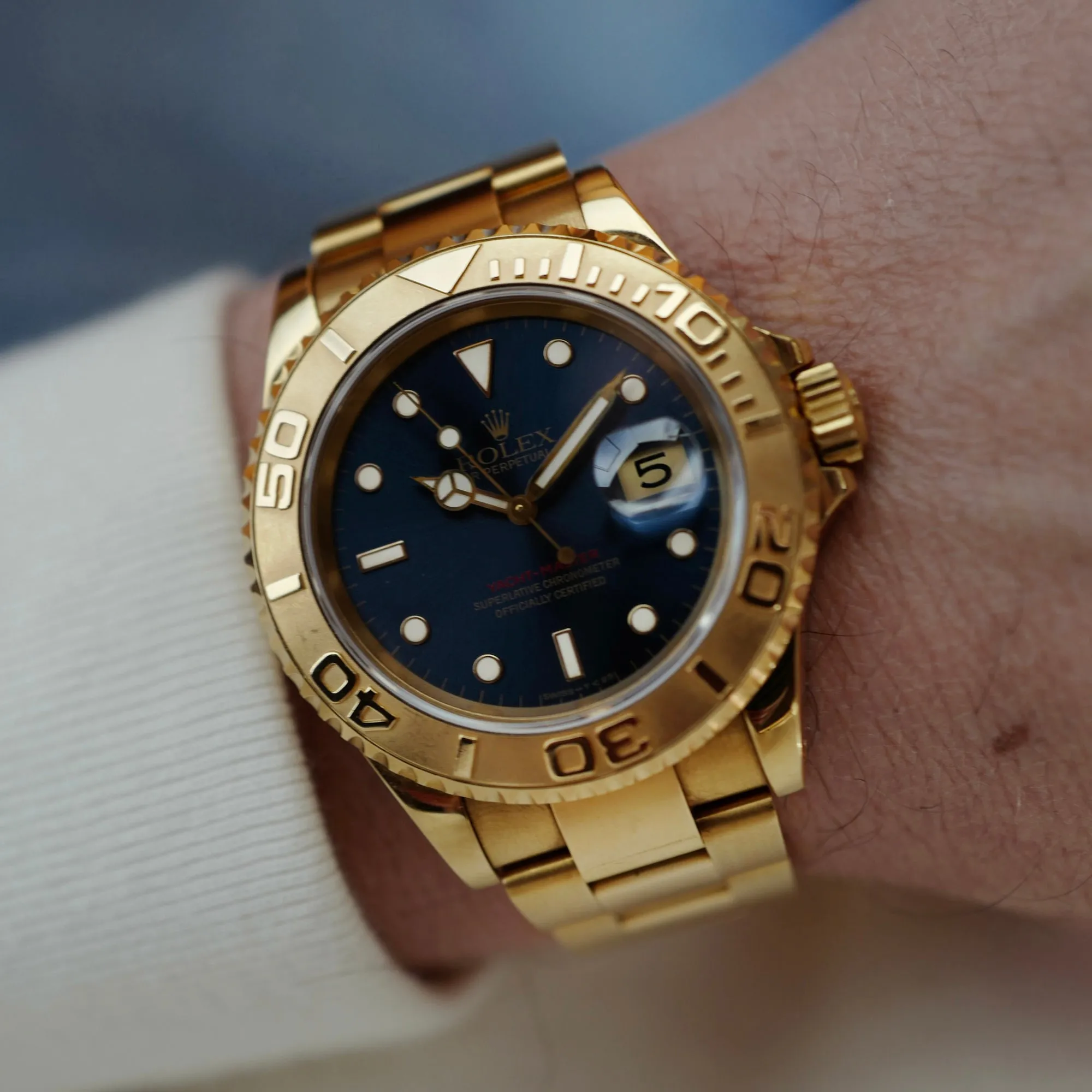 Rolex Yellow Gold Yachtmaster Ref. 16628 with Blue Dial