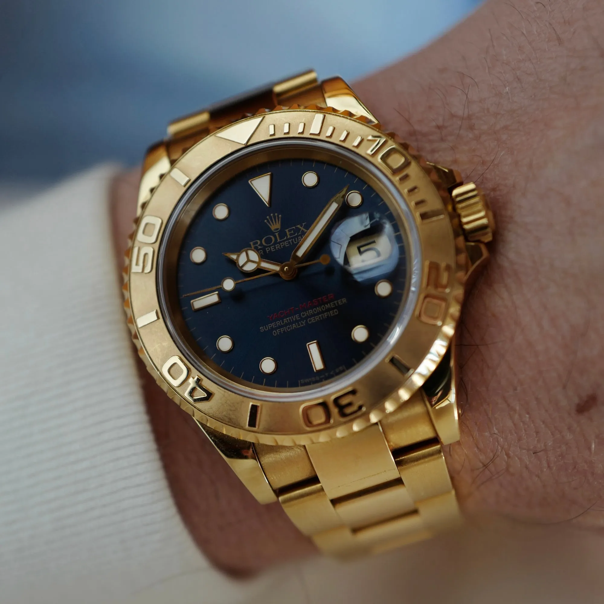 Rolex Yellow Gold Yachtmaster Ref. 16628 with Blue Dial