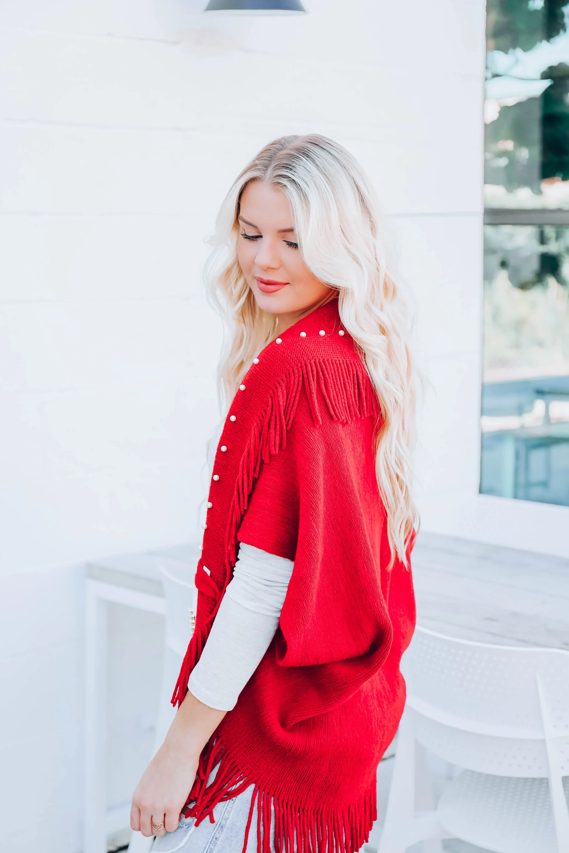 Romancing Fall Shawl Wrap - Red