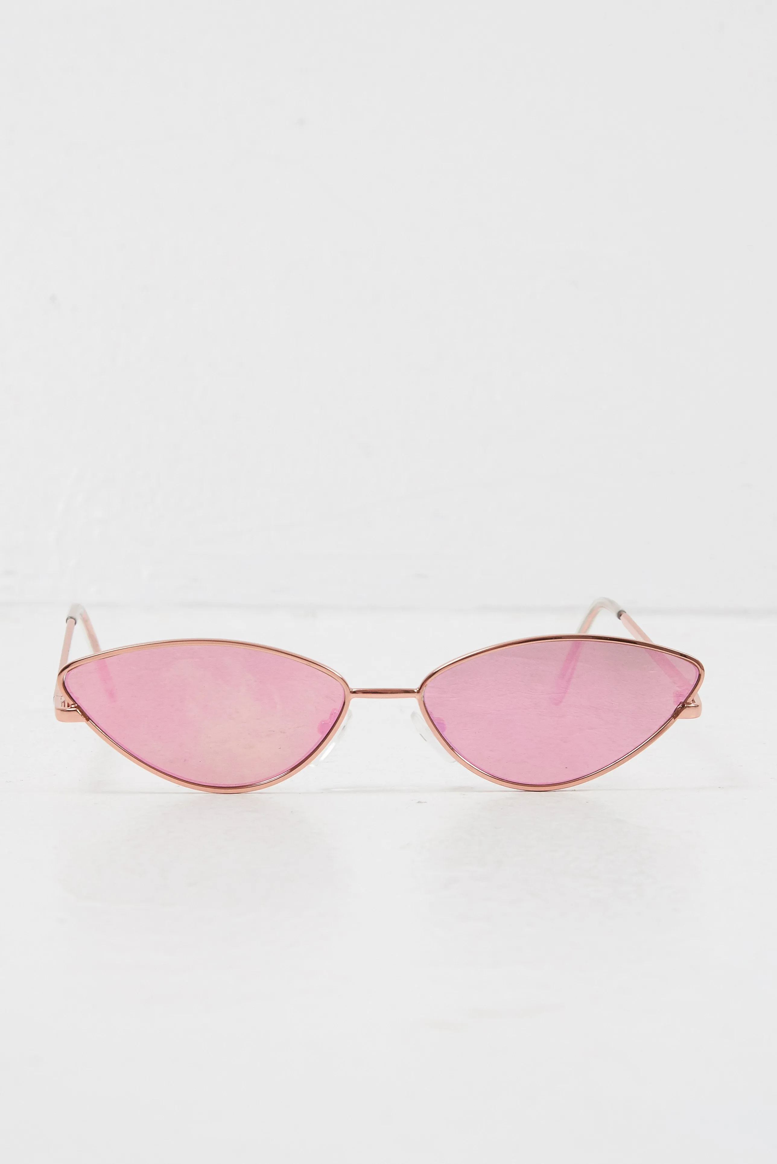 Rose Gold Small Cat Eye Metal Frame Sunglasses - Stefani