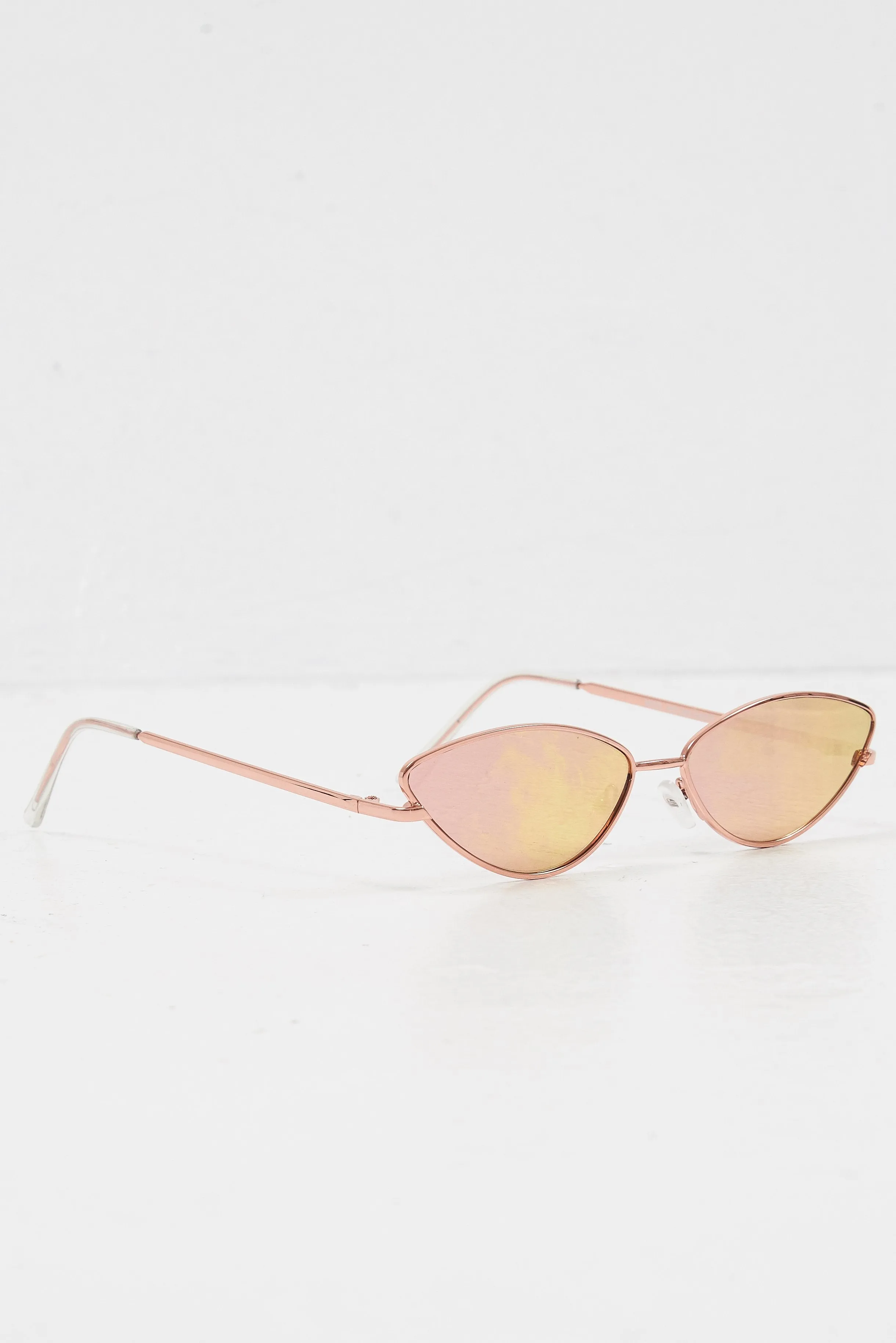 Rose Gold Small Cat Eye Metal Frame Sunglasses - Stefani
