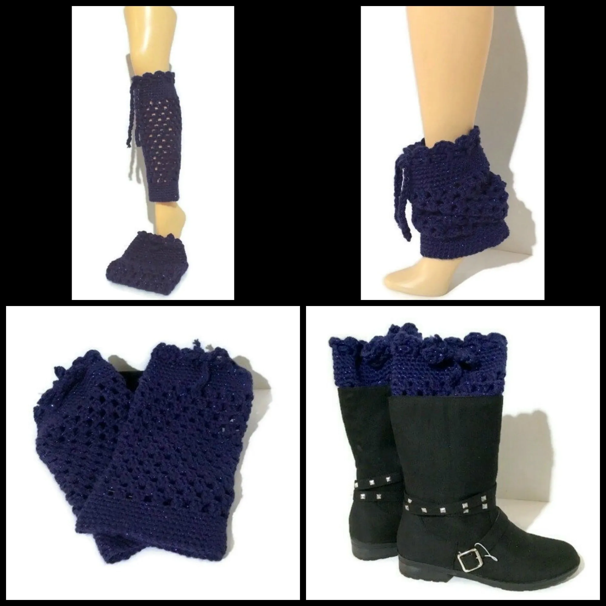 Royal blue pair of leg-warmers,  crochet,  woman size, THE ROYAL BLUE LEG-WARMERS, holiday gift,