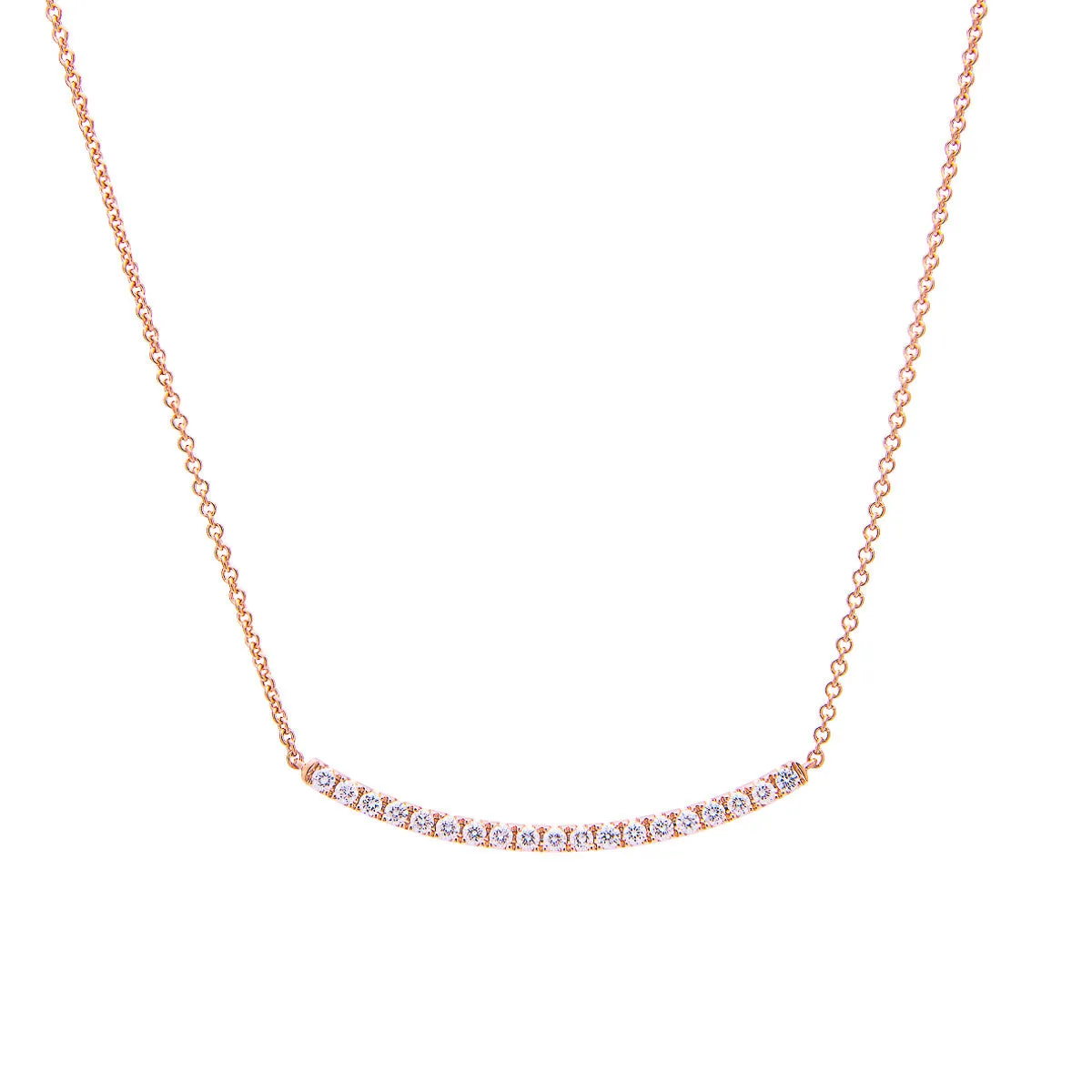 Sabel Collection 18K Rose Gold Curved Round Diamond Necklace