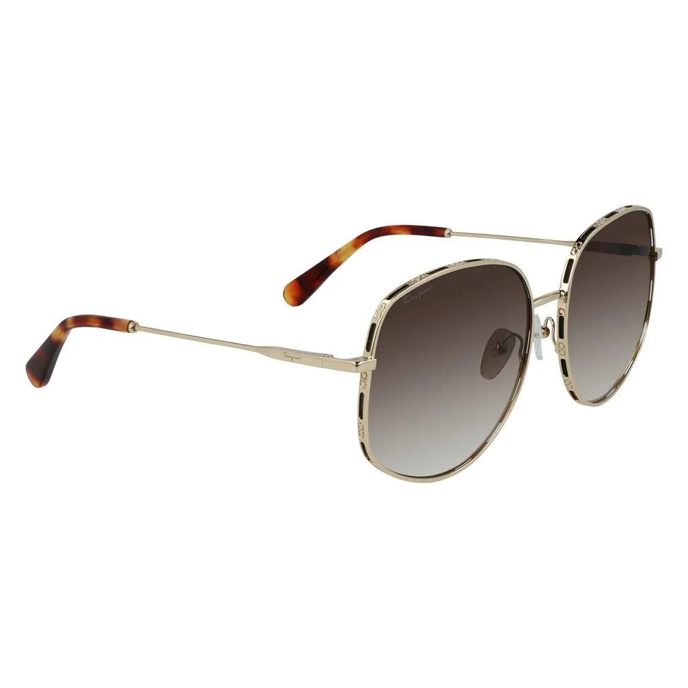 SALVATORE FERRAGAMO SF277S-710 Women Gold Pink Sunglasses Metal Round Eyeglasses