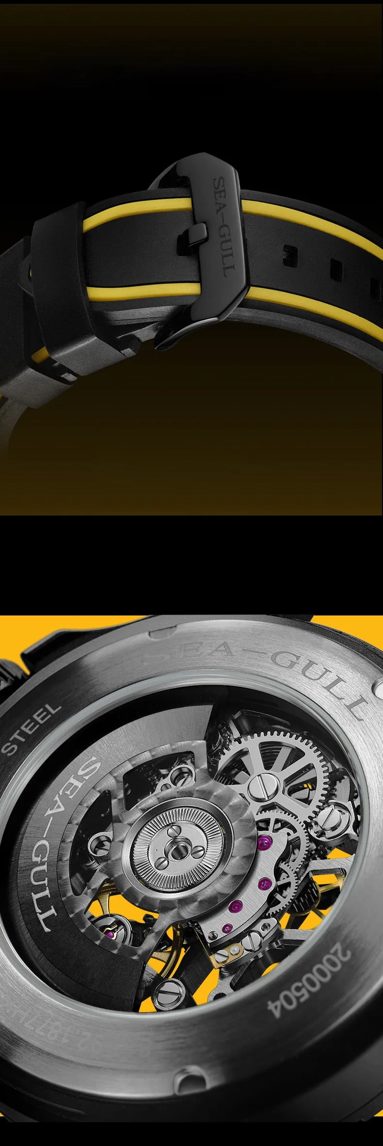 Sea-Gull Automatic Mechanical watch with Skeleton dial. Model: 815.92.1877HK