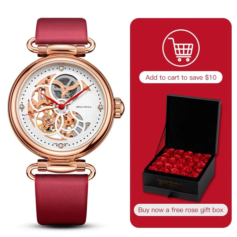 Seagull ladies automatic mechanical watch with skeleton dial Model :811.11.6002L Caliber: ST16