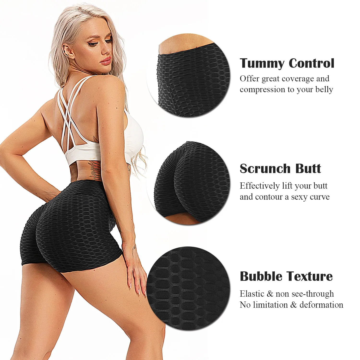 SEASUM Women's High Waist Yoga Shorts Tummy Control Butt Lift Workout