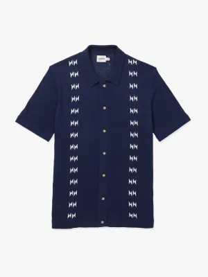 Seawool Sweater Shirt | Navy Shibori Stripe