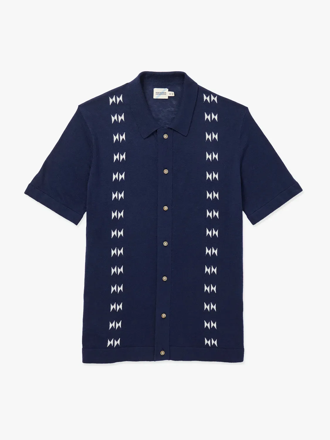 Seawool Sweater Shirt | Navy Shibori Stripe