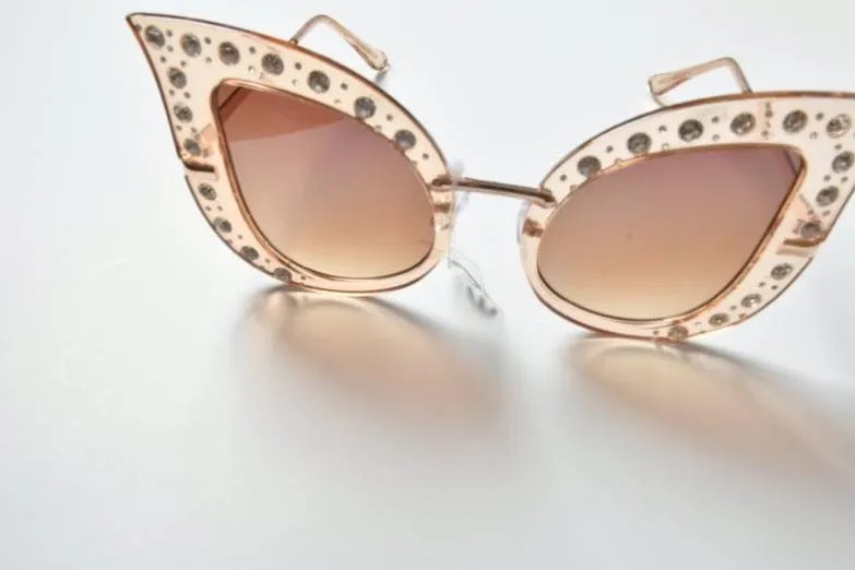 Shady Londyn Cat Eye Trendy Fashion Sunglasses - Gold
