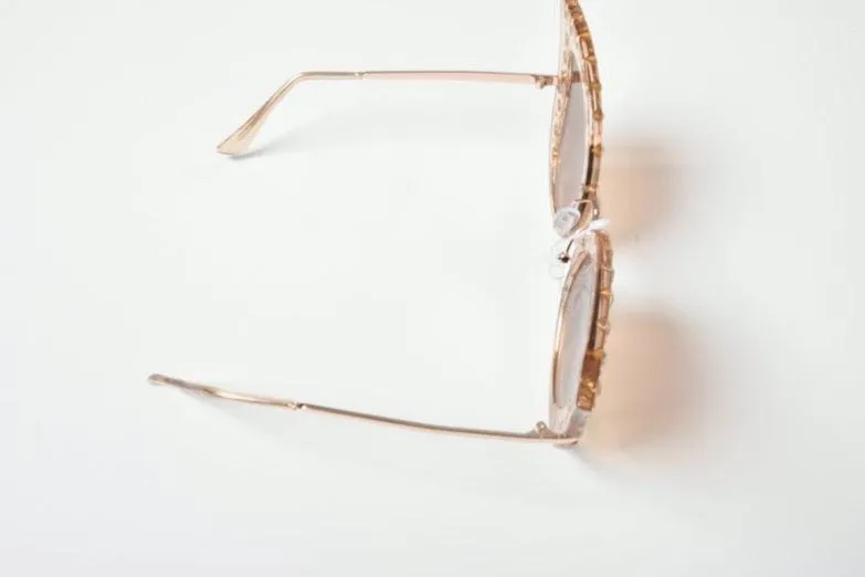 Shady Londyn Cat Eye Trendy Fashion Sunglasses - Gold