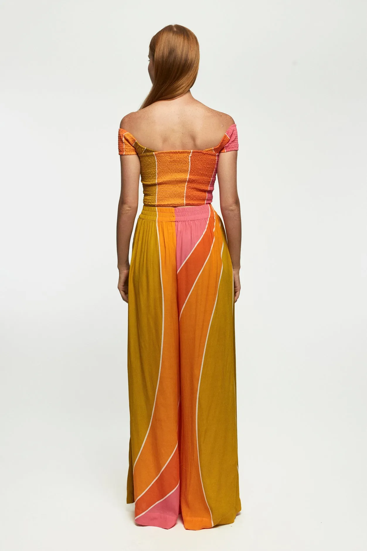 Shirred Shoulder Top | Elasticised Wide Leg Pant