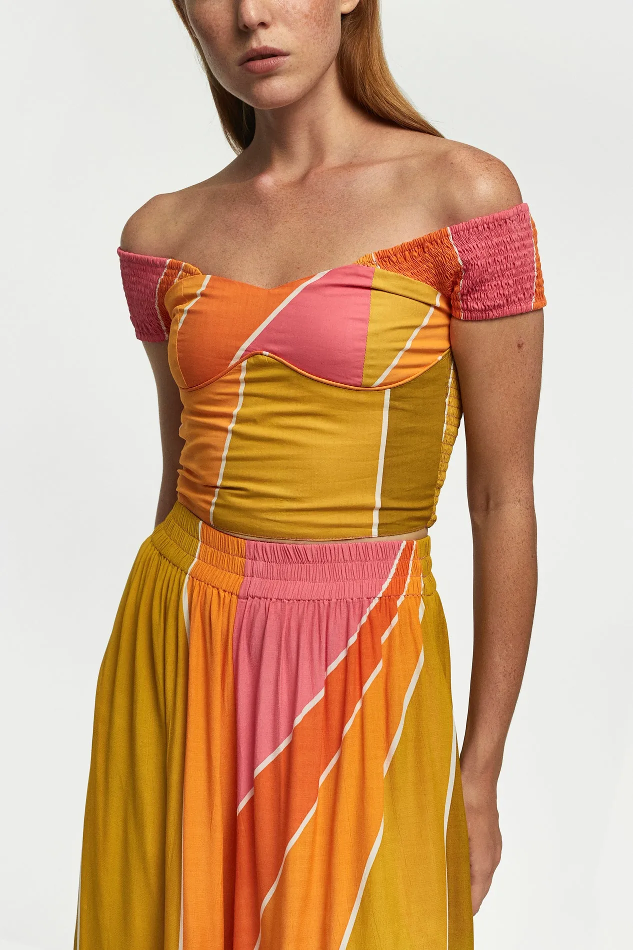 Shirred Shoulder Top | Elasticised Wide Leg Pant