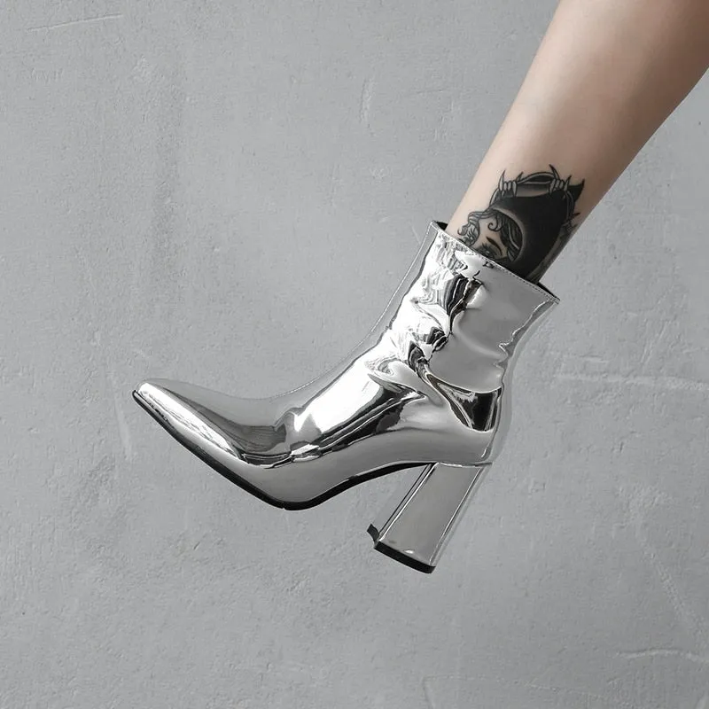 Sliver Gold Women Ankle Boots