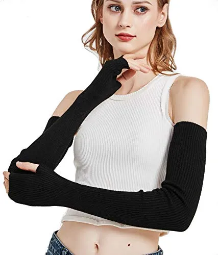 Soft Wool Blend Arm Warmers for Women
