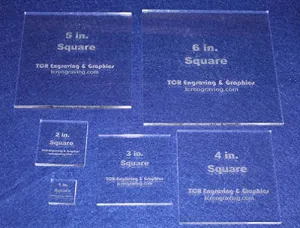 Square Templates. 1", 2", 3", 4", 5", 6" - No Seam -Clear ~1/4"