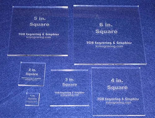 Square Templates. 1", 2", 3", 4", 5", 6" - No Seam -Clear ~1/4"