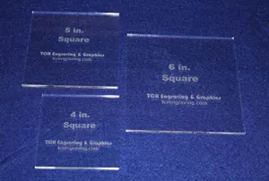 Square Templates. 3 Piece Set 4", 5", 6" - No Seam -Clear ~1/4"