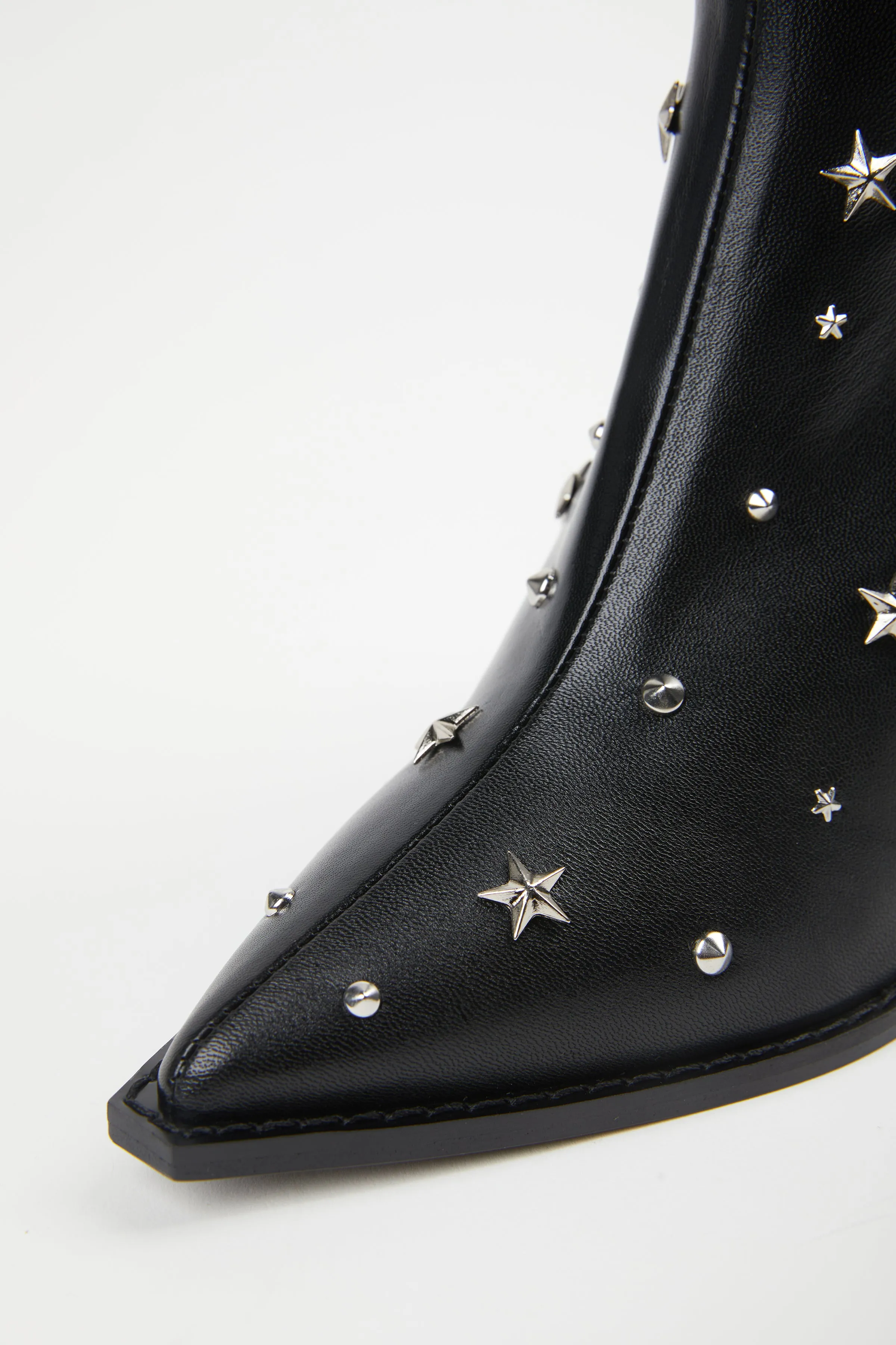STAR-STUDDED LEATHER ANKLE BOOTS