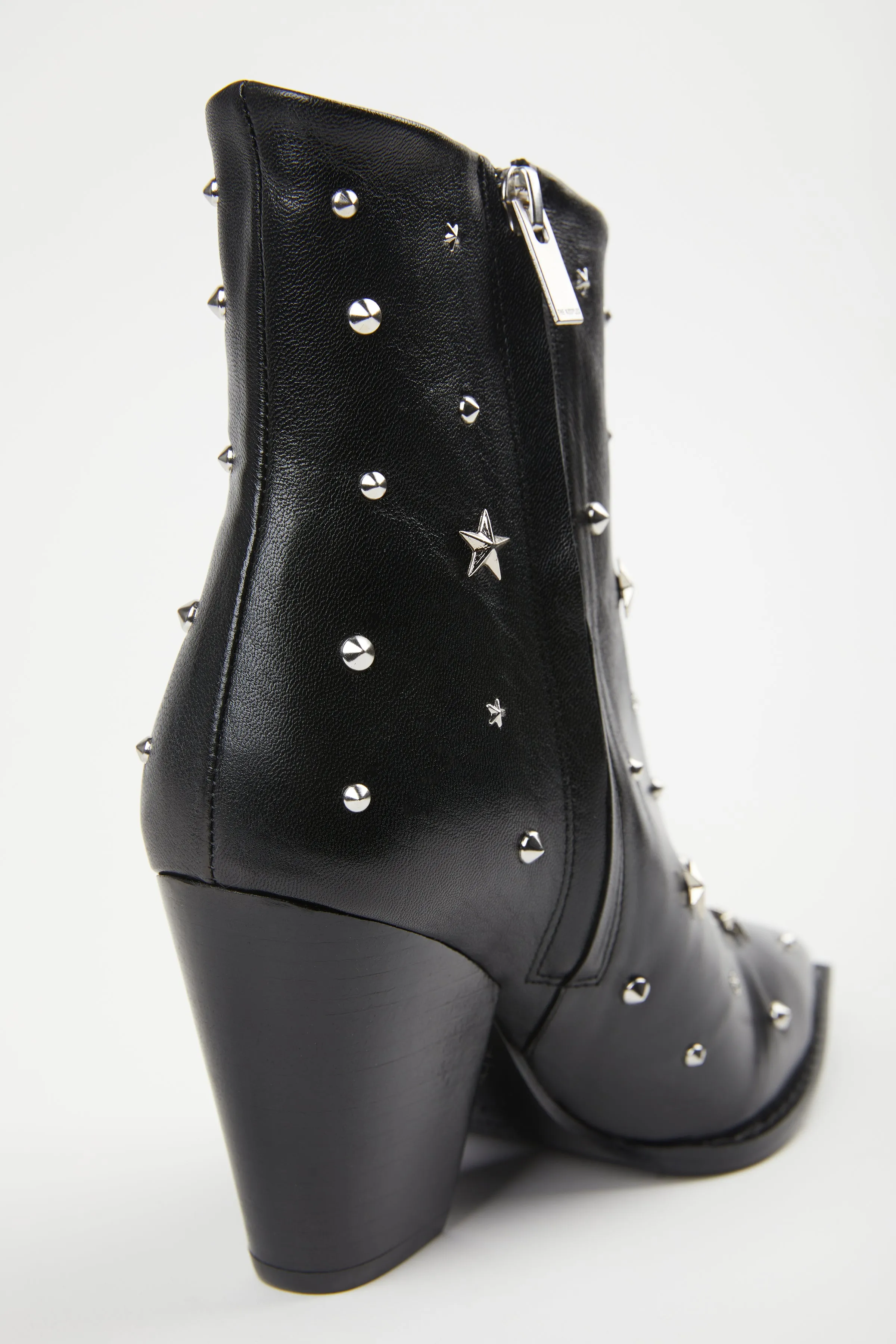 STAR-STUDDED LEATHER ANKLE BOOTS