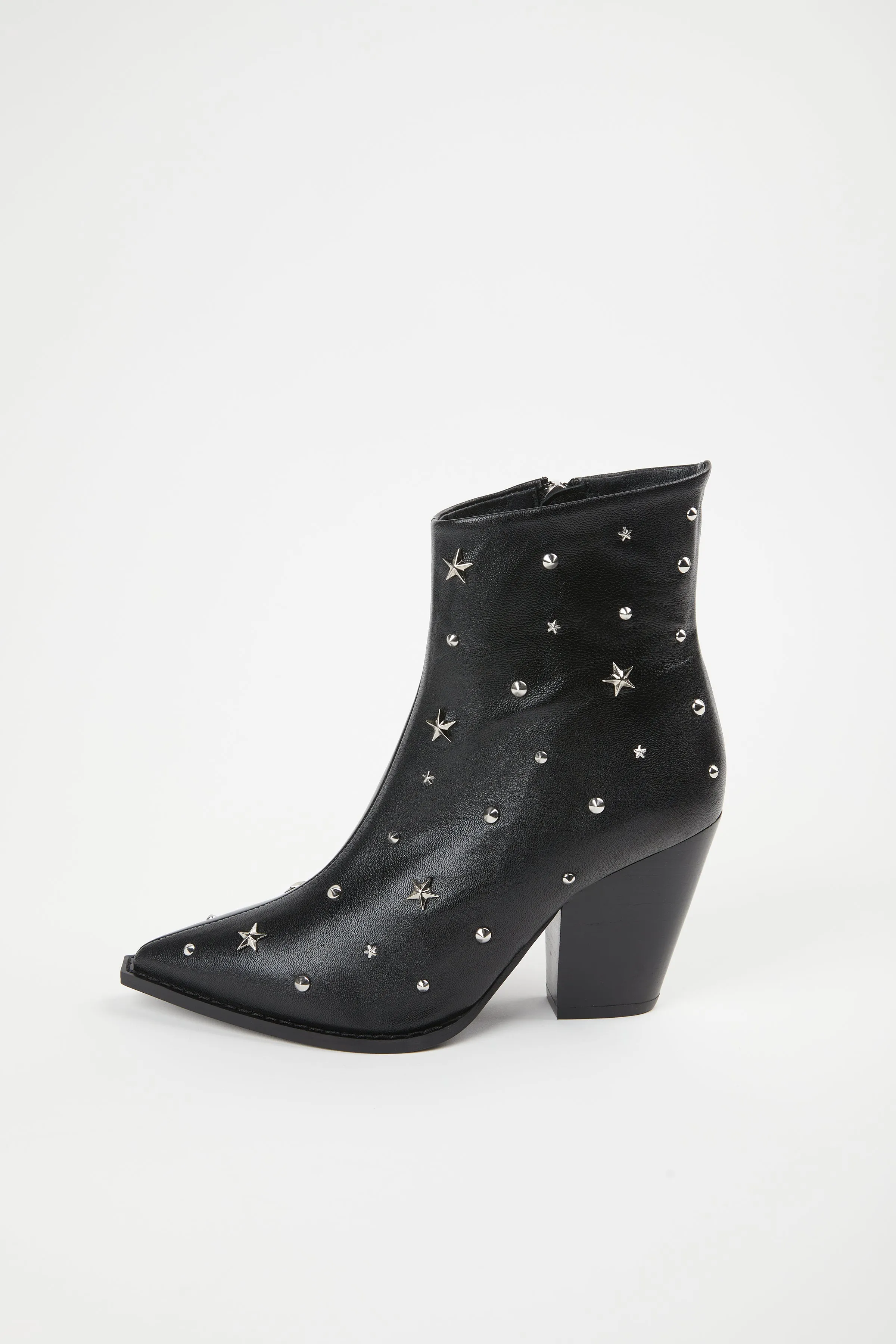 STAR-STUDDED LEATHER ANKLE BOOTS