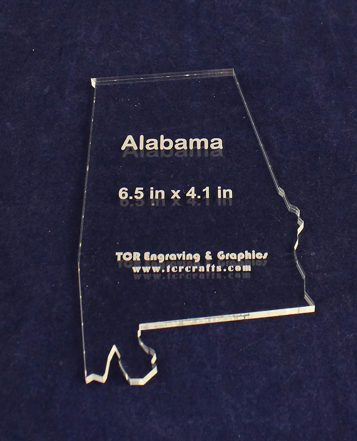 State of Alabama Template 6.5" X 4.1" - Clear 1/4" Thick Acrylic