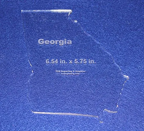 State of Georgia Template 6.54" X 5.75" - Clear ~1/4" Thick Acrylic