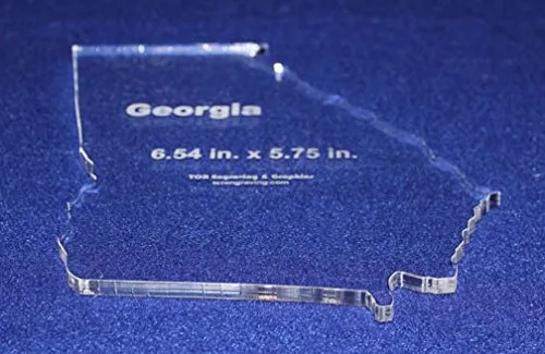 State of Georgia Template 6.54" X 5.75" - Clear ~1/4" Thick Acrylic