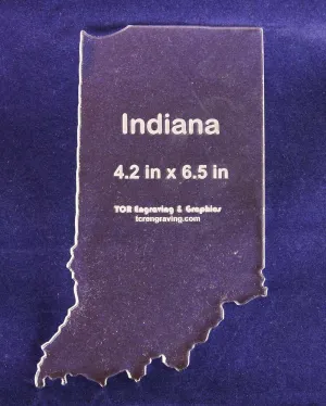 State of Indiana Template 4.2 X 6.5 Inches - Clear 1/4 Inch Thick Acrylic