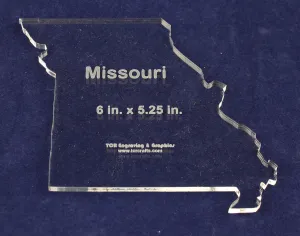 State of Missoouri Template 6" X 5.25" - Clear ~1/4" Thick Acrylic