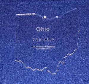 State of Ohio Template 5.4" X 6" - Clear ~1/4" Thick Acrylic