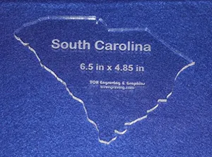 State of South Carolina Template 6.5" X 4.85" - Clear ~1/4" Thick Acrylic