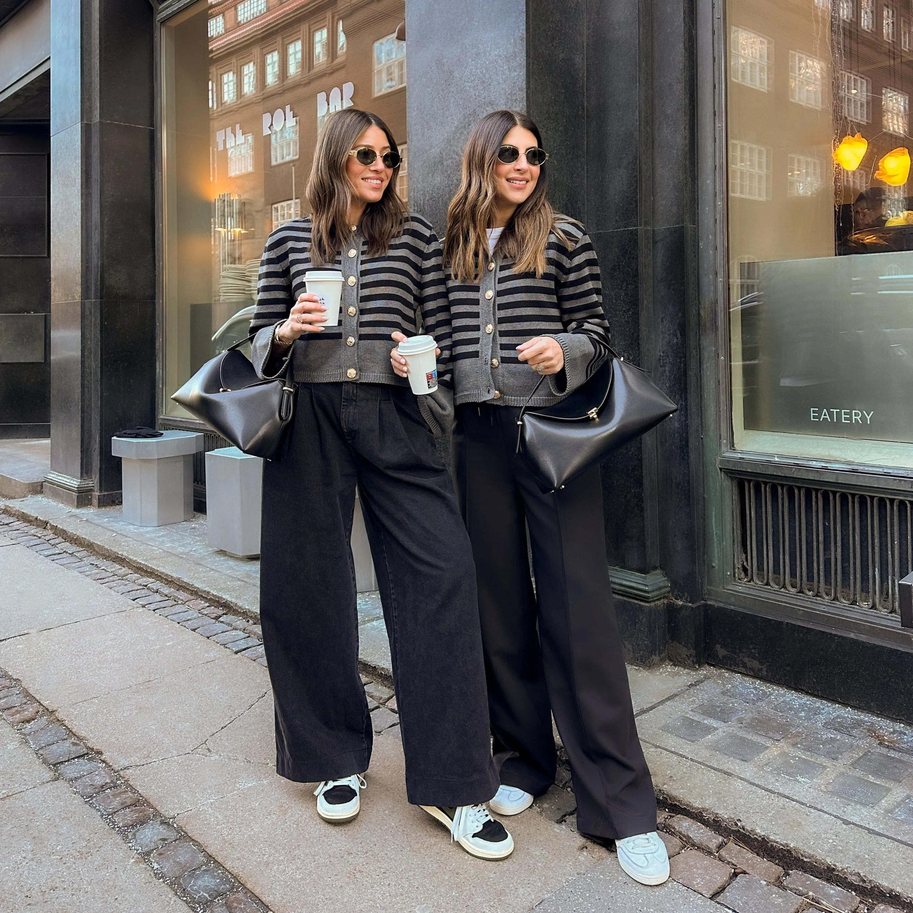 STRIPE KNITTED CARDIGAN - BLACK / GREY