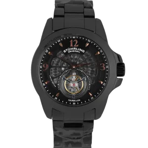 Stuhrling The Pinnacle 47mm Tourbillon PAPERS Black Ceramic LTD Watch BOX