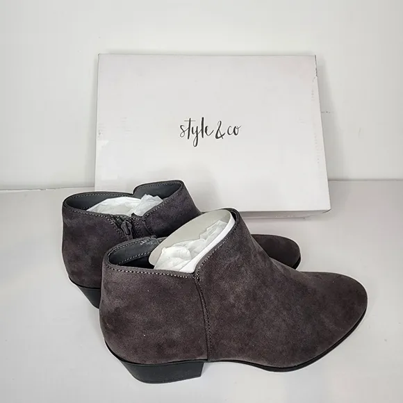 Style &amp; Co Wileyy Ankle Booties in Dark Gray Size 8.5 W