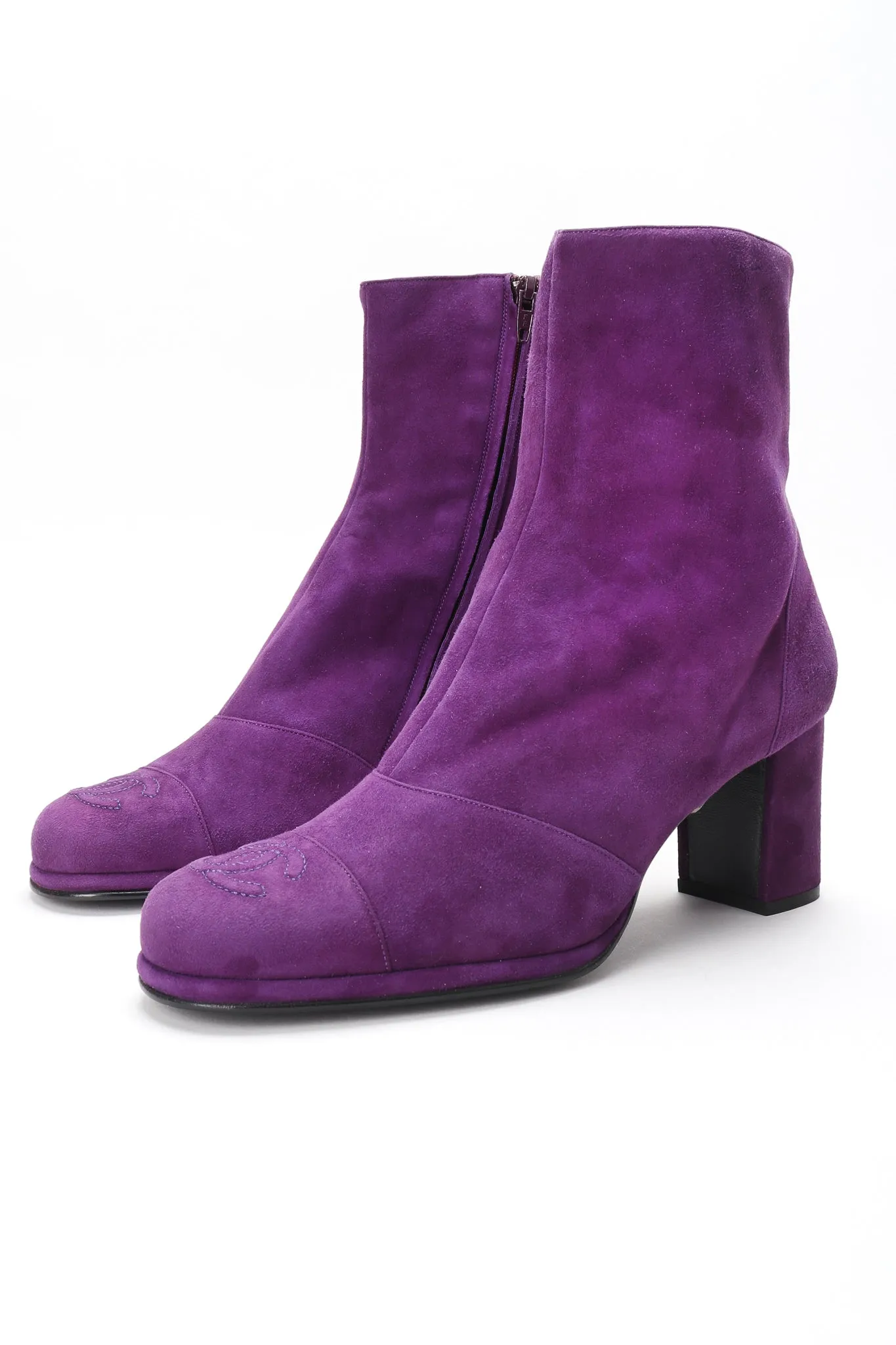 Suede Cap Toe Ankle Boots