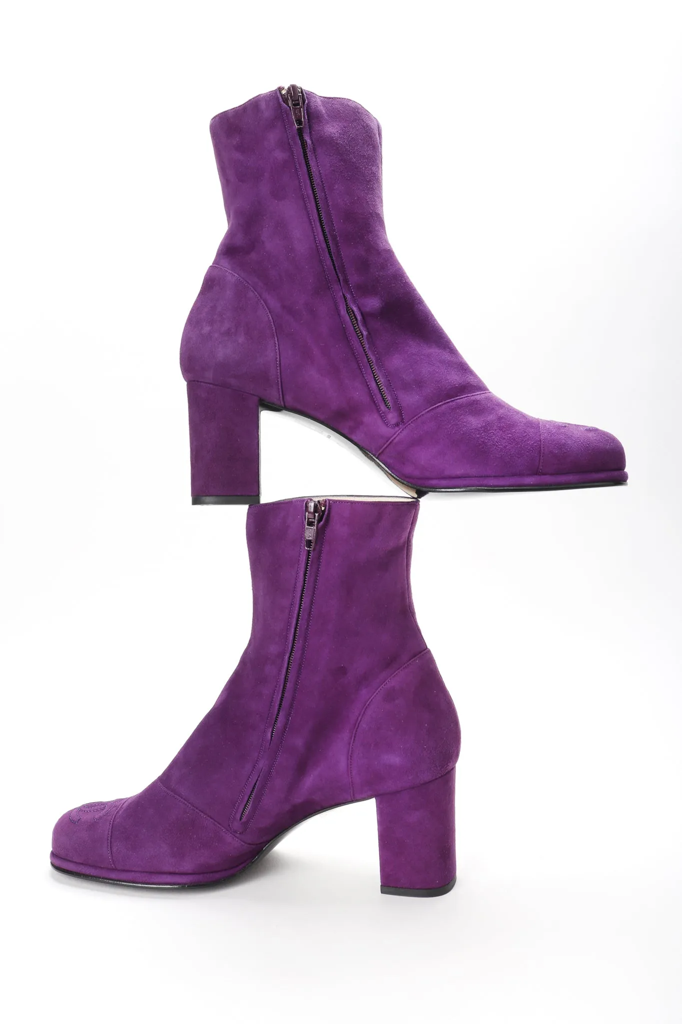 Suede Cap Toe Ankle Boots