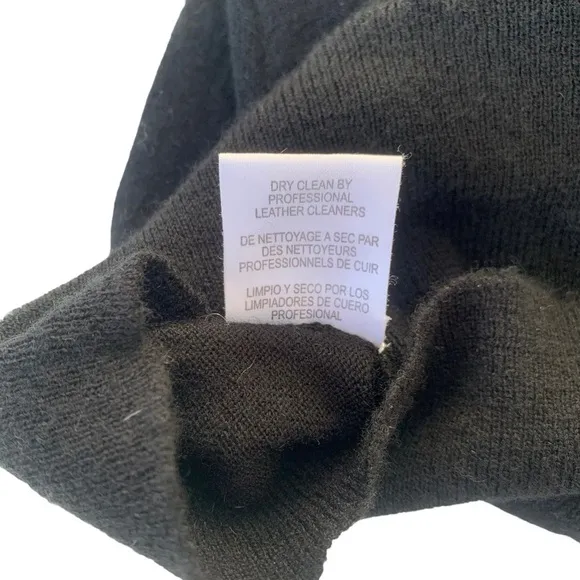 SW16 Worth Turtleneck Wool Sweater Leather Sleeve Detail SzS Great Condition