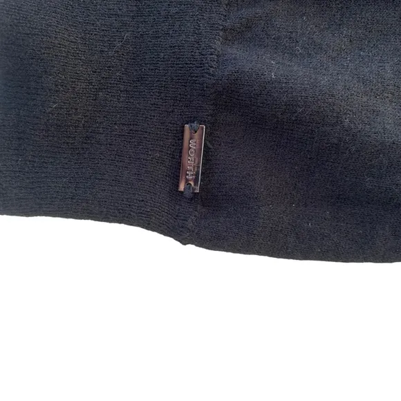 SW16 Worth Turtleneck Wool Sweater Leather Sleeve Detail SzS Great Condition