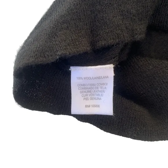 SW16 Worth Turtleneck Wool Sweater Leather Sleeve Detail SzS Great Condition