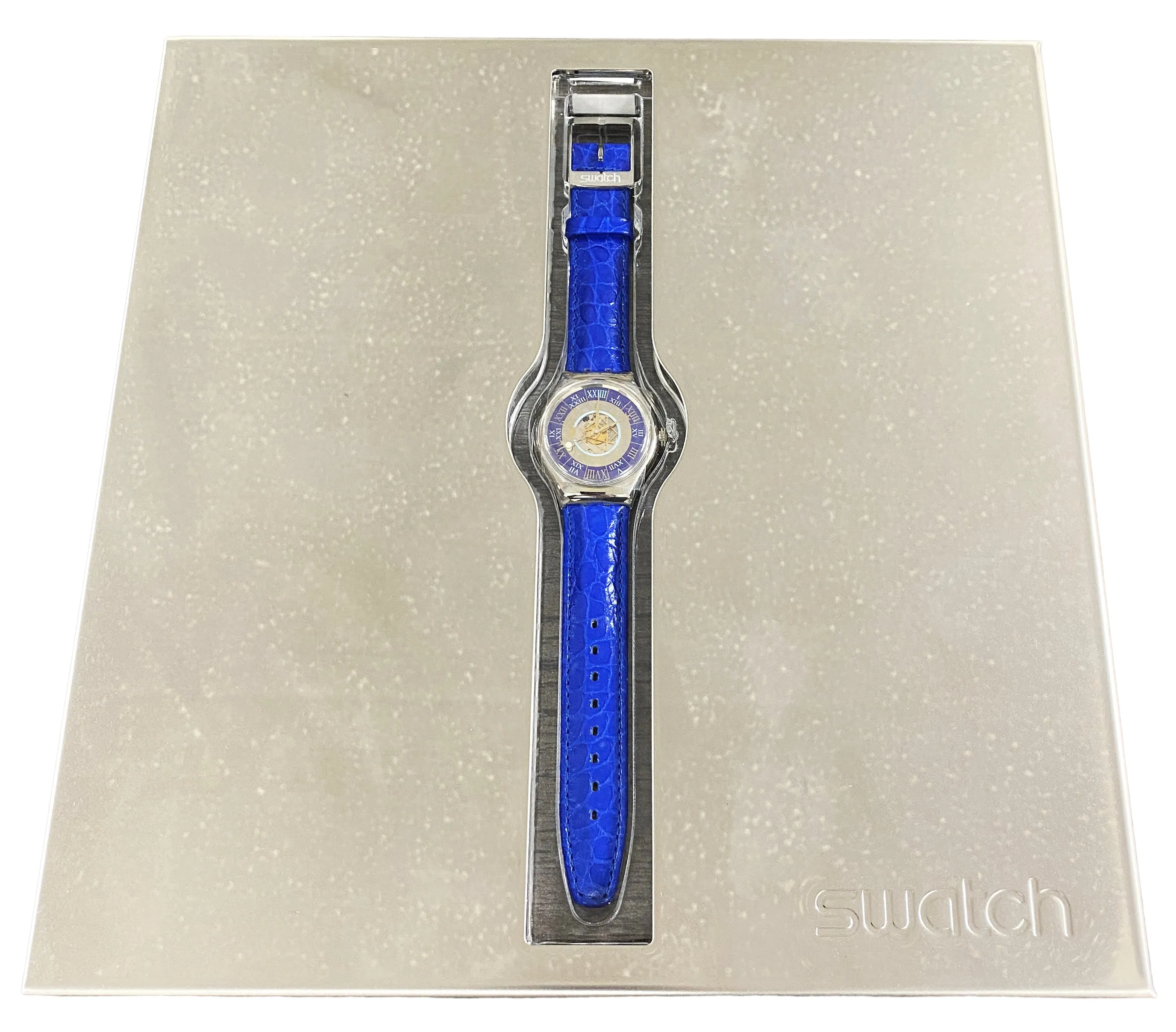 Swatch Tresor Magique SAZ101 Platinum Mens Watch Box Papers