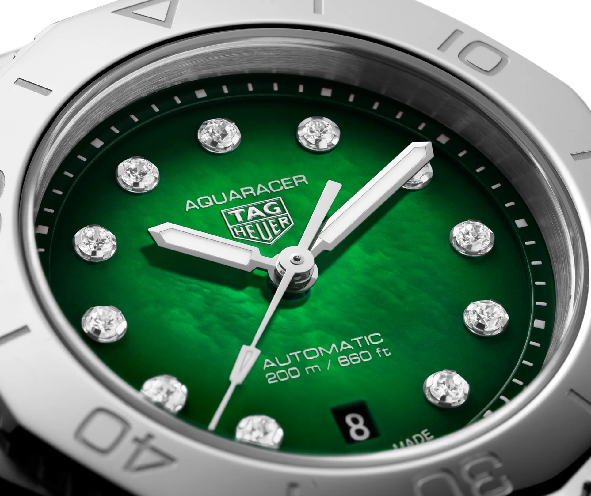 TAG Heuer Aquaracer Professional 200 Watch with Green Mother of Pearl Dial