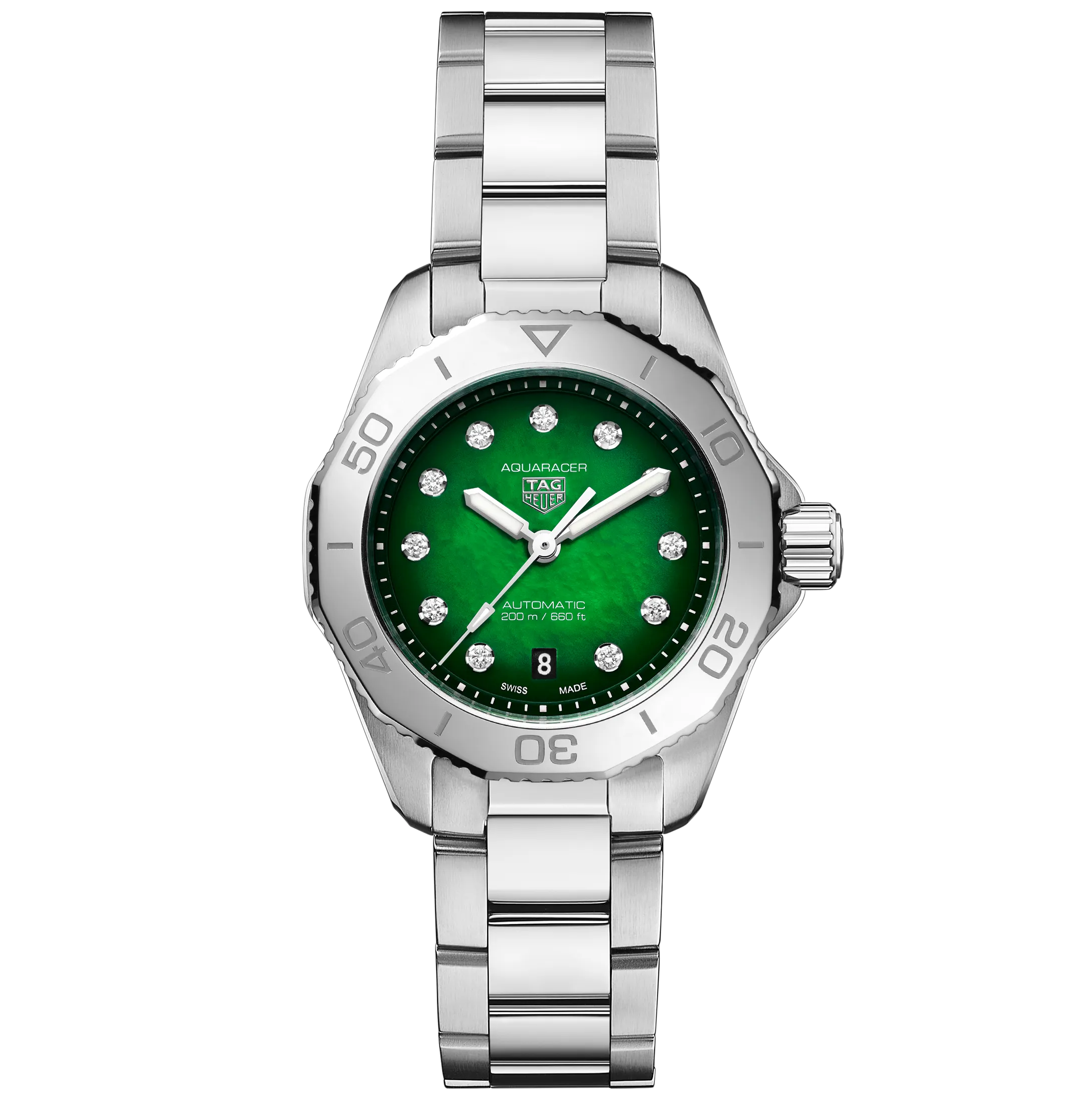 TAG Heuer Aquaracer Professional 200 Watch with Green Mother of Pearl Dial