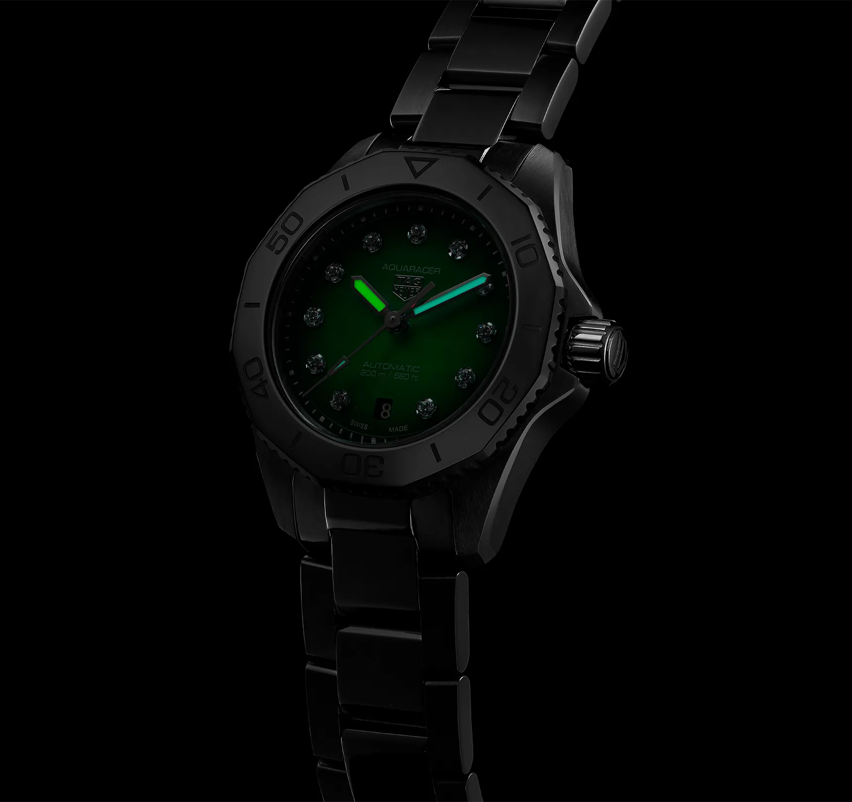 TAG Heuer Aquaracer Professional 200 Watch with Green Mother of Pearl Dial