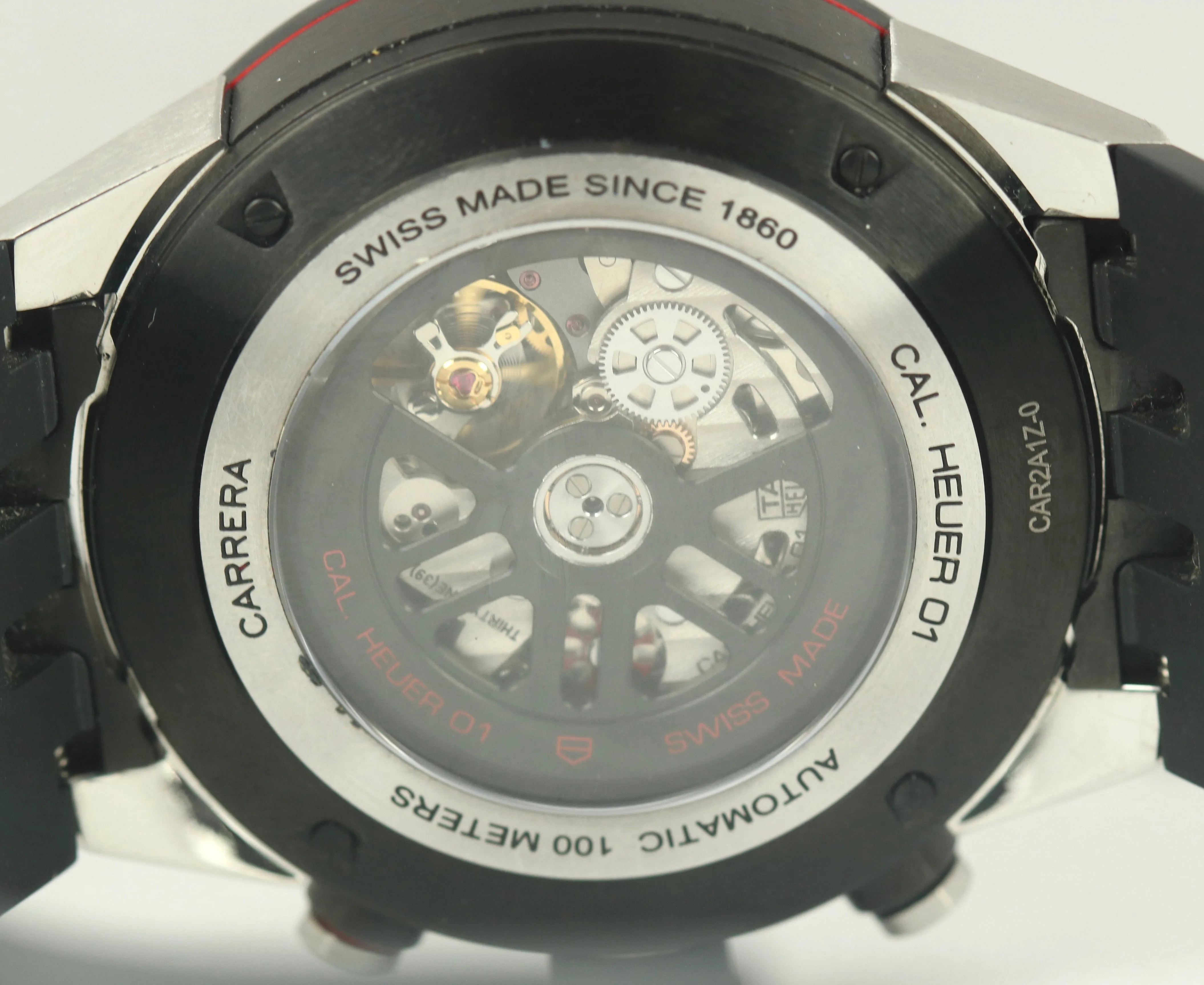 Tag Heuer Carrera Chronograph PVD Stainless Skeleton 44mm CAR2A1Z-0 Rubber Watch