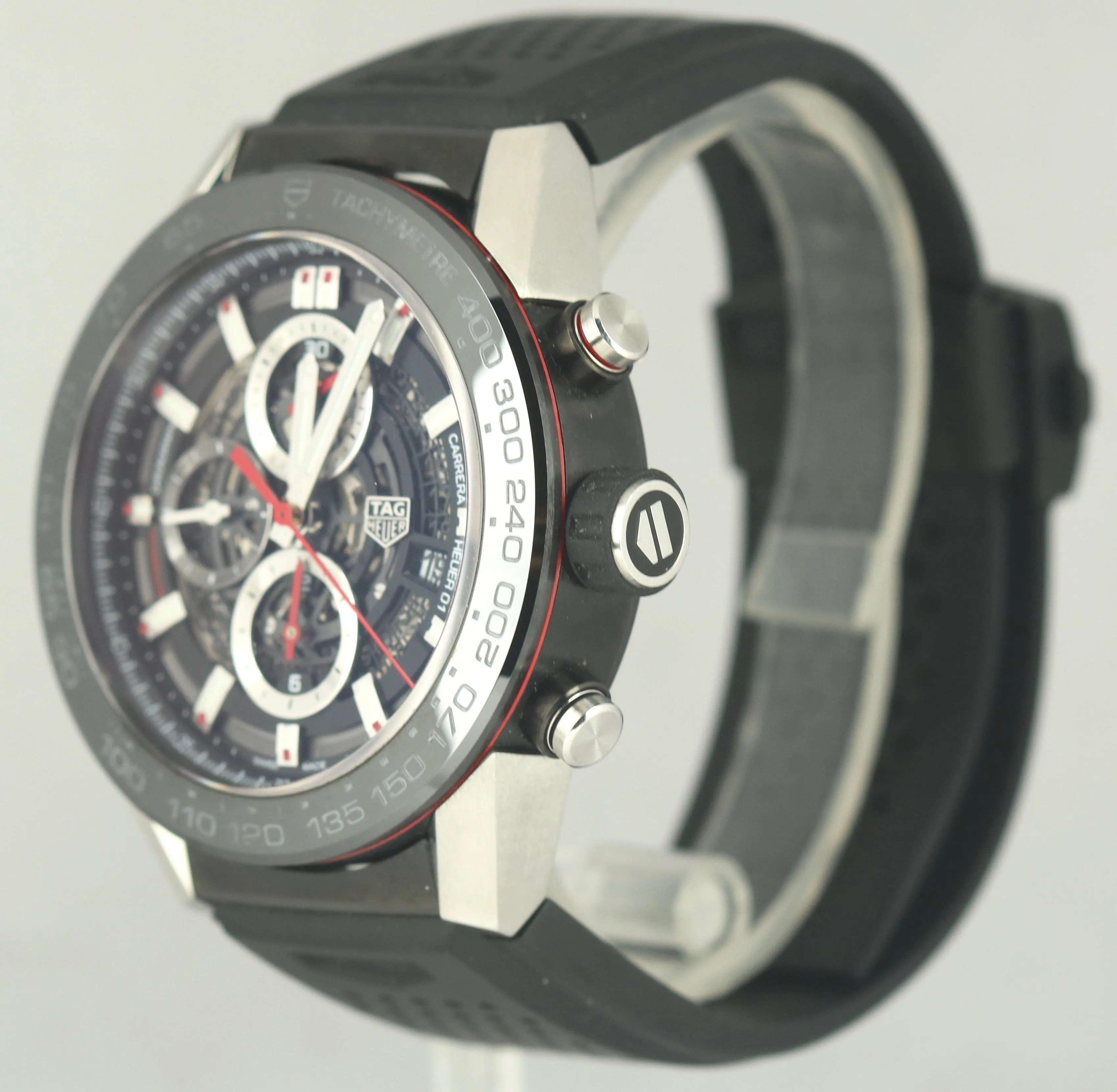 Tag Heuer Carrera Chronograph PVD Stainless Skeleton 44mm CAR2A1Z-0 Rubber Watch