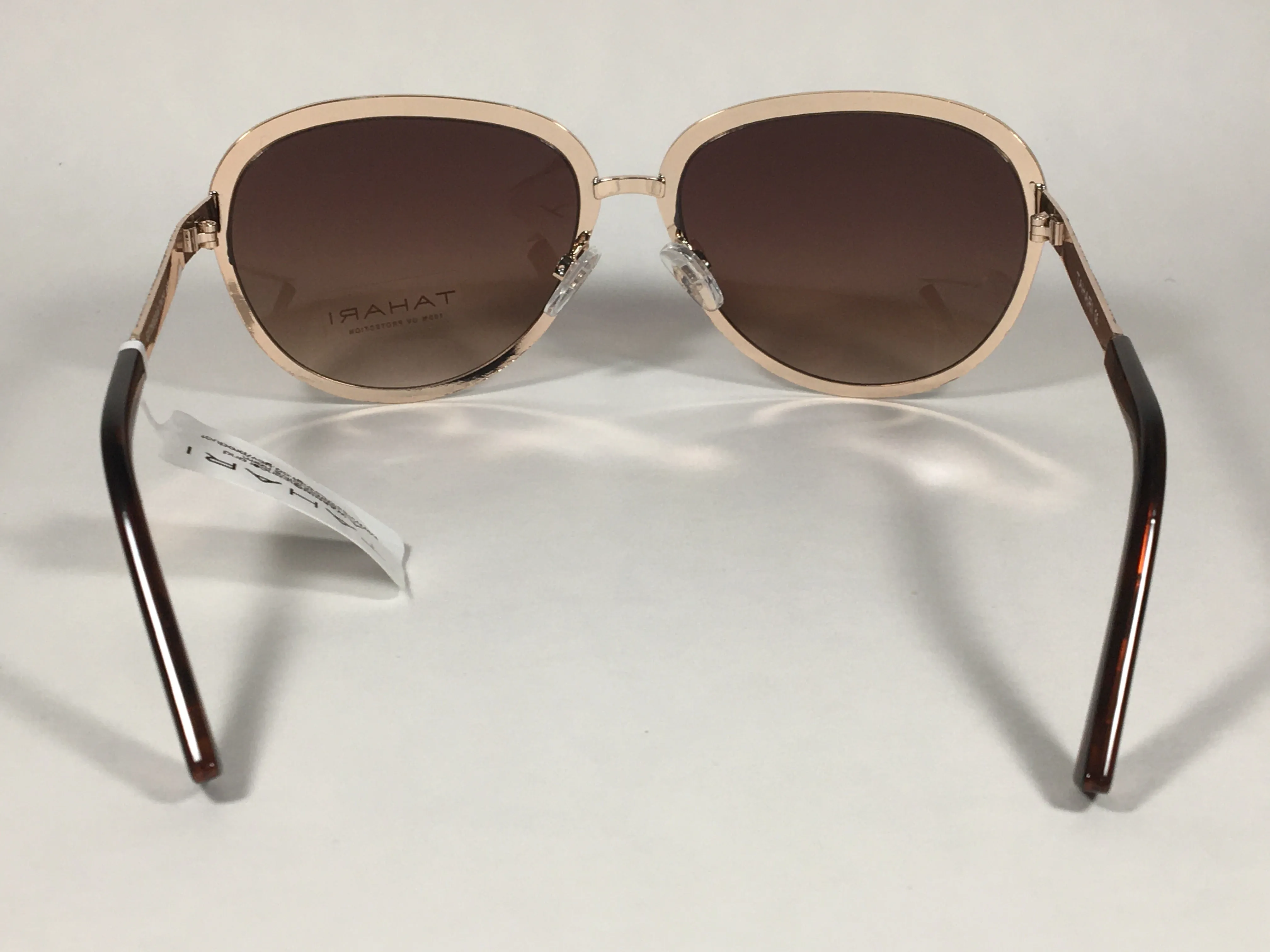 Tahari Designer Sunglasses Brown And Gold Frame Brown Gradient Lens TH753 BRN