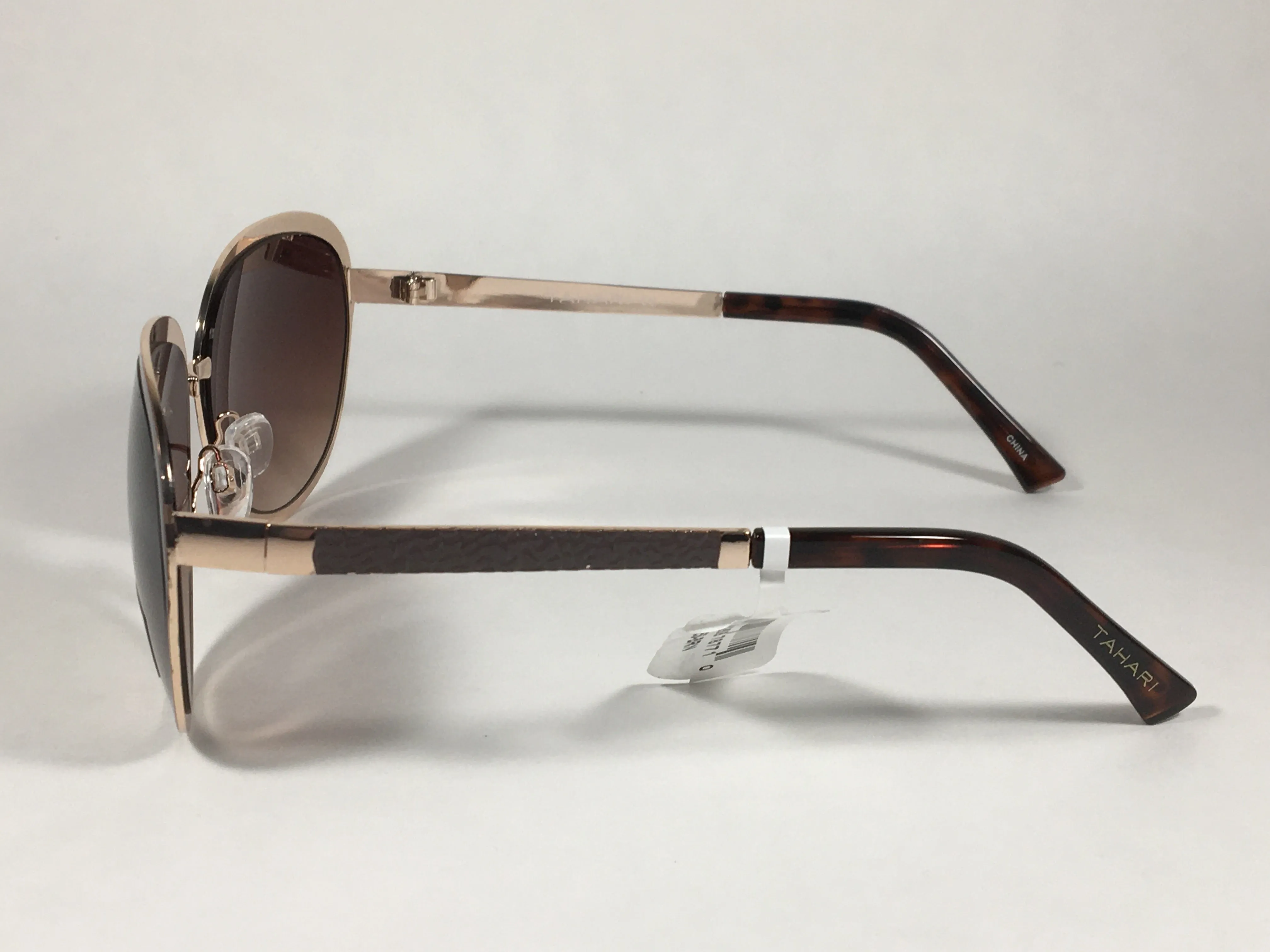 Tahari Designer Sunglasses Brown And Gold Frame Brown Gradient Lens TH753 BRN