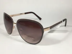 Tahari Designer Sunglasses Brown And Gold Frame Brown Gradient Lens TH753 BRN