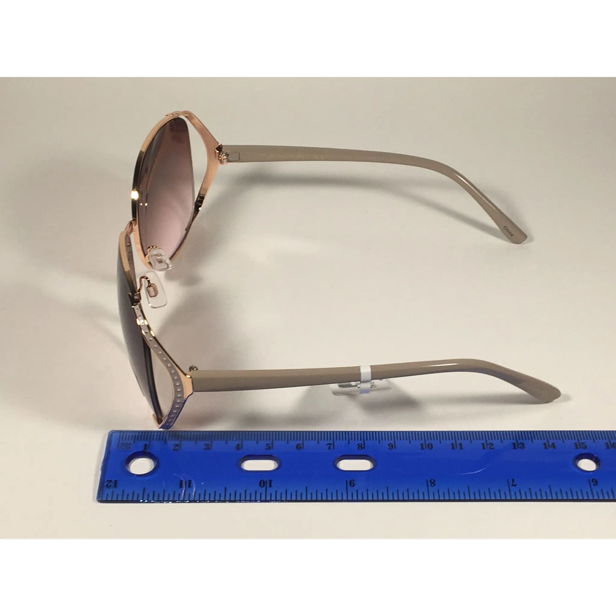 Tahari Oversized Sunglasses Nude Rose Gold Frame Rose Gradient Lens TH751 RGDND